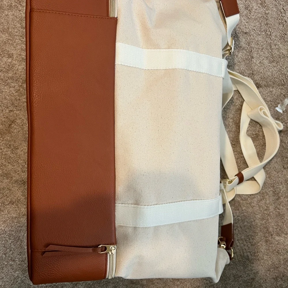 Cream Canvas Duffel Bag